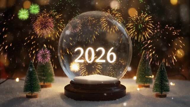 3D photorealistic animation of an empty transparent snow globe filled with swirling snow 