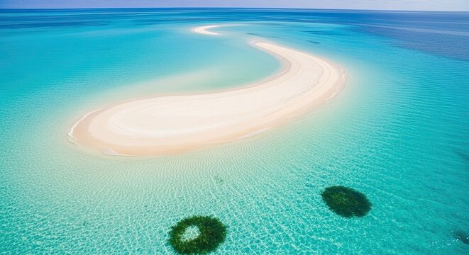 Discover paradise with this stunning aerial view of a secluded sandbar surrounded by crystal-clear turquoise ocean waters perfect for travel and vacation concepts - Powered by Adobe
