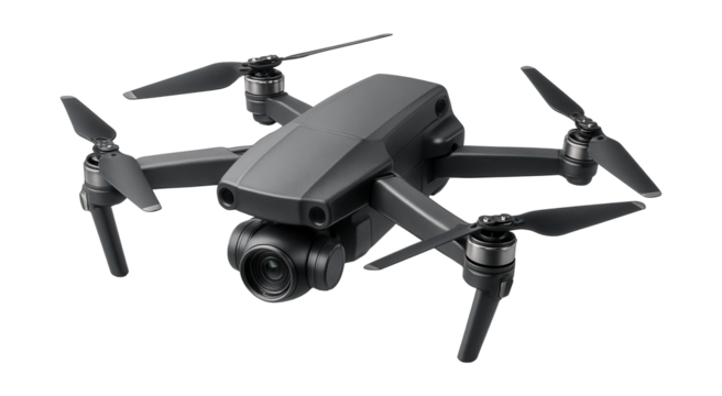Foldable drone with high-def camera gimbal for aerial surveillance.