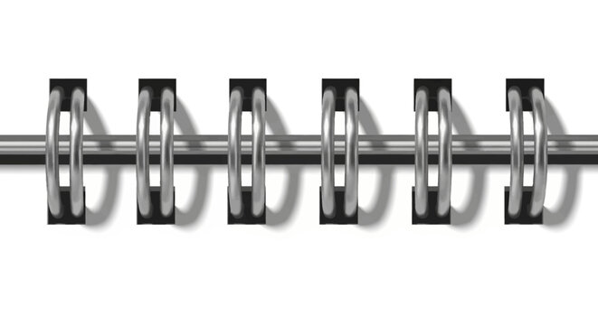 Close-up of a Silver Wire-O Binding on Black Spine