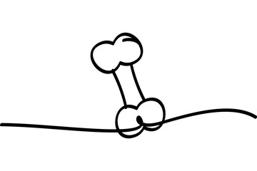 Bone illustration with continuous line design. Interesting abstract line art design.