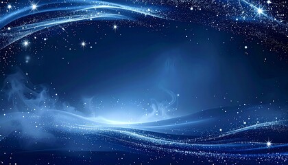 Abstract Dreamscape Blue Hues and Sparkling Lights in a Ethereal Design