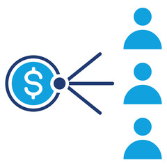 Profit Sharing Flat Blue Icon