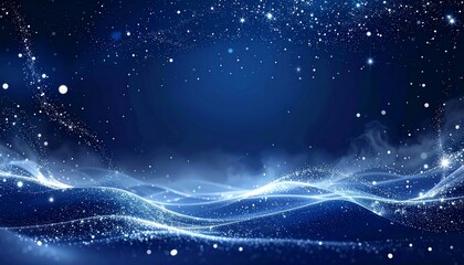 Abstract Blue Waves and Sparkling Particles A Serene Digital Background for Visuals