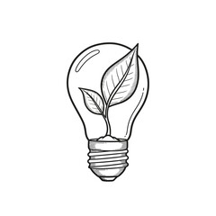 Lightbulb with plant growing inside symbolizing eco-friendly ideas.