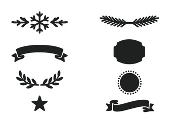 Winter Typography Icons. Winter typography elements. Filled icon set of winter typography elements: snowflake