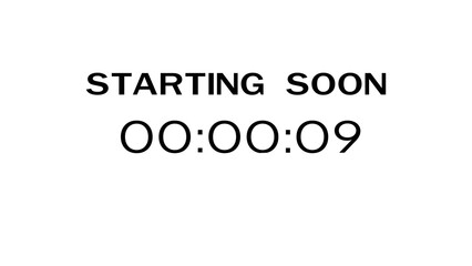 Countdown timer illustration. Starting soon timer clock. Minute and second timer number.