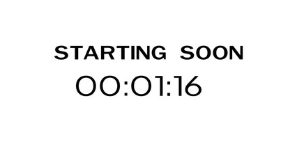 Countdown timer illustration. Starting soon timer clock. Minute and second timer number.
