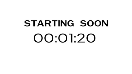 Countdown timer illustration. Starting soon timer clock. Minute and second timer number.