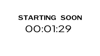Countdown timer illustration. Starting soon timer clock. Minute and second timer number.