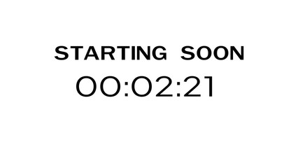 Countdown timer illustration.  Starting soon timer clock. Minute and second timer number.