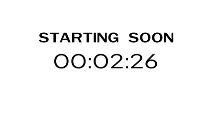 Countdown timer illustration.  Starting soon timer clock. Minute and second timer number.