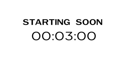Countdown timer illustration.  Starting soon timer clock. Minute and second timer number.