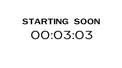 Countdown timer illustration.  Starting soon timer clock. Minute and second timer number.
