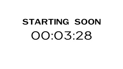 Countdown timer illustration.  Starting soon timer clock. Minute and second timer number.