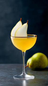 Pear cocktail in elegant glass