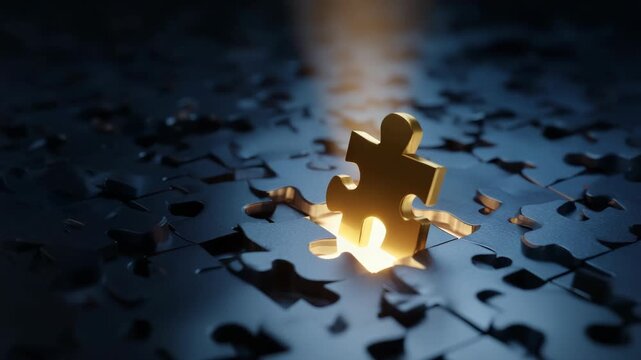 Golden Puzzle Piece Finding its Place with Shining Light
