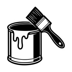 Bold paint can and brush illustration with dripping paint &mdash; clean vector art for home improvement, painter services, DIY projects and decor graphics