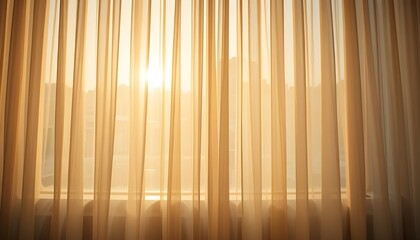 Warm light through sheer curtains creating soft patterns