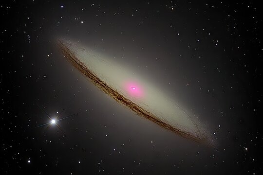 Sombrero Galaxy in the night sky, cosmic glow & bright center - Powered by Adobe