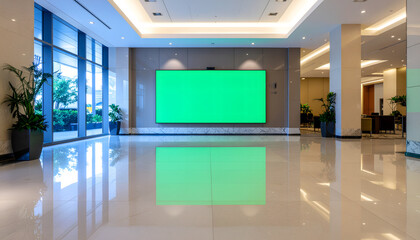 3d render of a modern hall with chairswith green screen