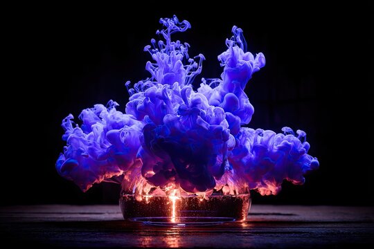 Purple ink clouding from a clear glass vessel