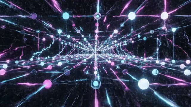 Ethereal Network Luminous Spheres in a Digital Void