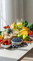 Vibrant Selection of Wholesome Foods Fruits, Vegetables, and Grains