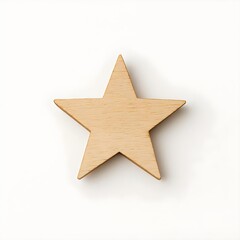 Obraz premium wooden star decoration isolated on white background, minimal rustic Christmas element, soft shadow, clean simple style 