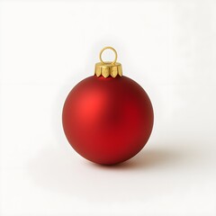 matte red Christmas bauble isolated on clean white background, minimal smooth surface, soft shadow, modern simple decoration
