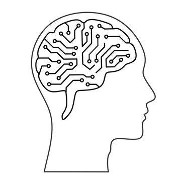 Human head brain Circuit design image,brain circuit outline drawing vector,human head with brain circuit illustration himan brain circuit design