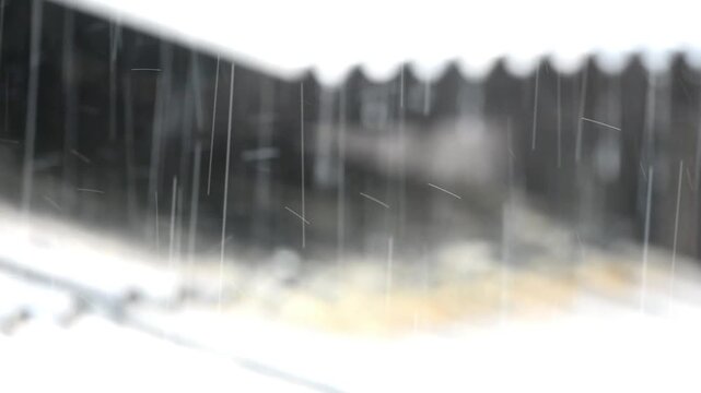 Blury raining water drop on the rooftop 