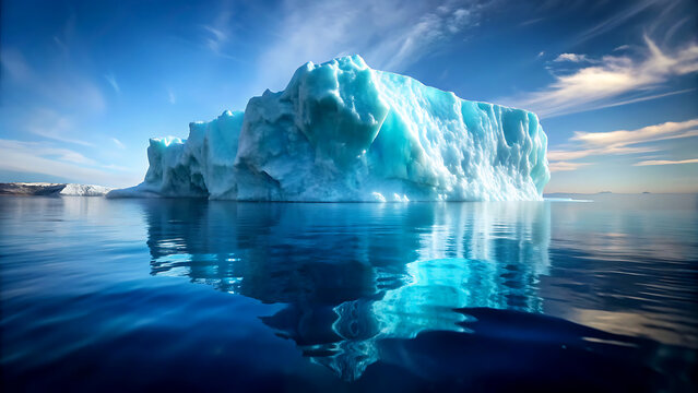 Majestic iceberg floating in calm arctic waters a serene landscape reflecting climate change and the beauty of nature perfect for environmental awareness campaigns
