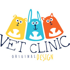 Whimsical Vet Clinic Logo Featuring Three Cartoon Animals With Bold Typography And A Transparent Background Ideal For Animal Healthcare Branding