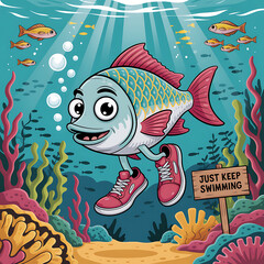 Funny Walking Fish with Motivational Message