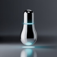 Modern Metallic Lightbulb with a Blue Glow