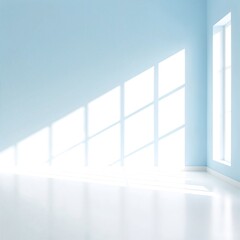 Fototapeta premium A pristine white floor, smooth and glossy, reflects soft natural light, creating a bright and airy atmosphere in a modern interior space.