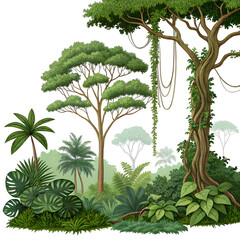 jungle top view isolated on white background