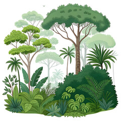 jungle top view isolated on white background