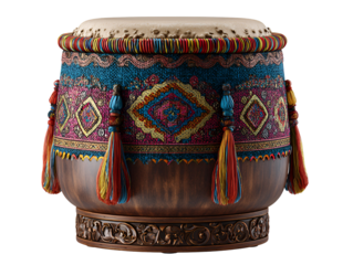 Ornate decorative drum isolated on transparent background