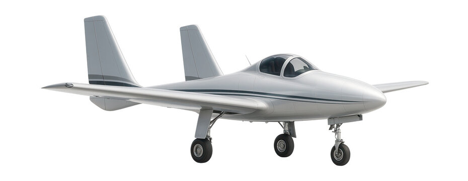 Twin-tail boom aircraft featuring a central fuselage and tricycle landing gear.