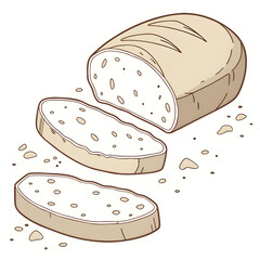 piece of a dry white bread bruschetta or baguette