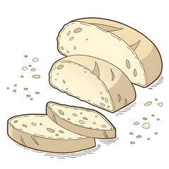 piece of a dry white bread bruschetta or baguette