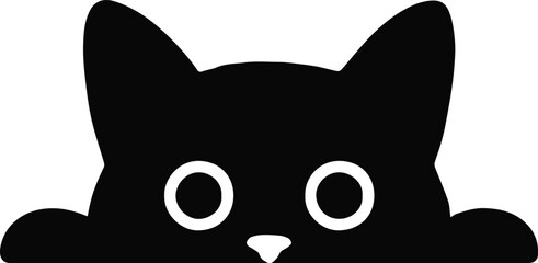 cat peek over wall icon for label badge vector illustration