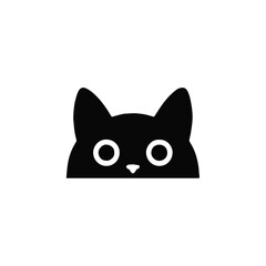 cat silhouette peeking over edge logo icon minimal vector design