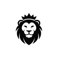Fototapeta premium lion head crown minimalist vector logo crest emblem