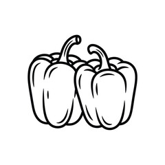 Hand drawn illustration of two bell peppers in outline style
