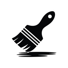 Black silhouette of a paintbrush with a stroke of paint