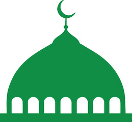 mosque silhouette dome and crescent minimal islamic icon vector