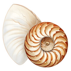 view of a seashell on white background